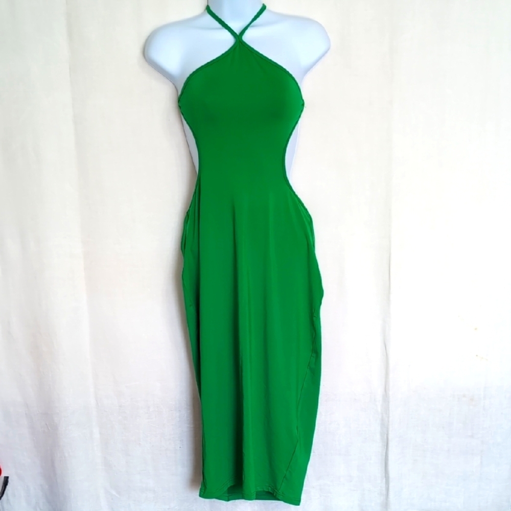 SHEIN Green Halter Midi Dress